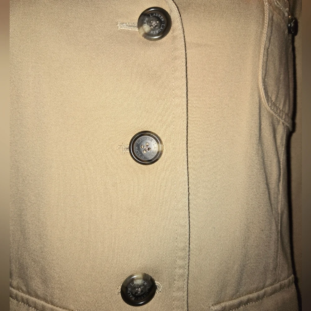 Lauren Ralph Lauren VTG Y2K Khaki 100% Cotton 3 Button Safari Style‎ Blazer Sz L